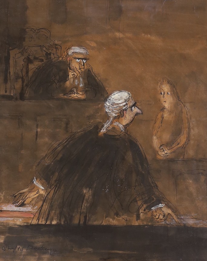 Phylis Edith Mackenzie (1911-1998), ink and watercolour, 'Timid Witness', signed, 52 x 40cm